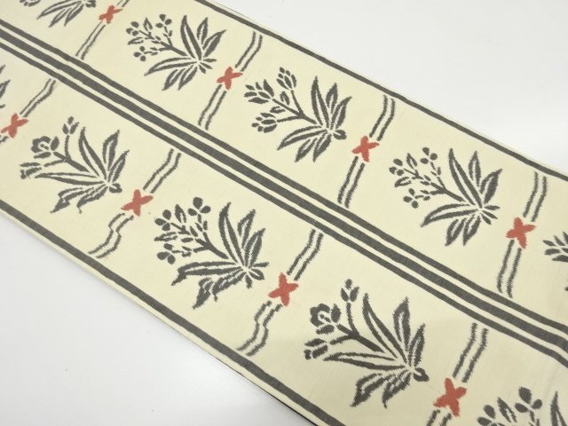 JAPANESE KIMONO / FUKURO OBI / ZENTSU / TSUMUGI / WOVEN FLOWER 
